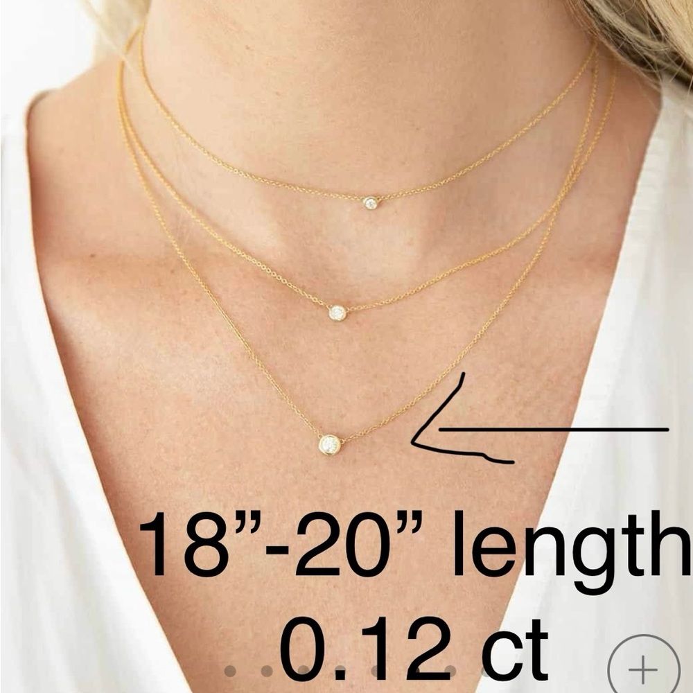 BabyGold White Gold Diamond Solitaire Bezel Necklace 0.12ct